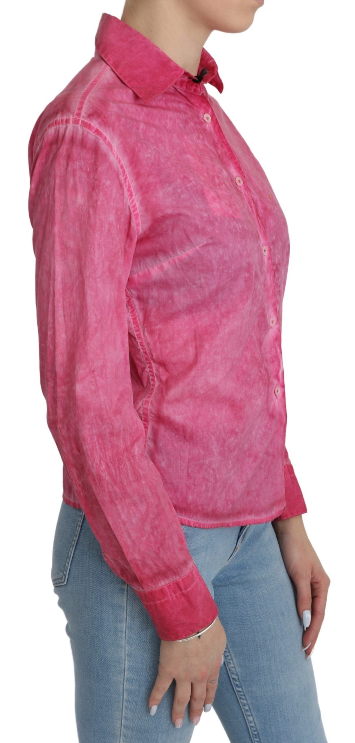 Ermanno Scervino Pink Collared Long Sleeve Shirt Blouse Women's Top