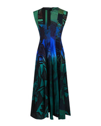 Ferragamo Womens Sleeveless Graphic Printed Silk Midi Dress 44 Multi