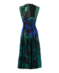 Ferragamo Womens Sleeveless Graphic Printed Silk Midi Dress