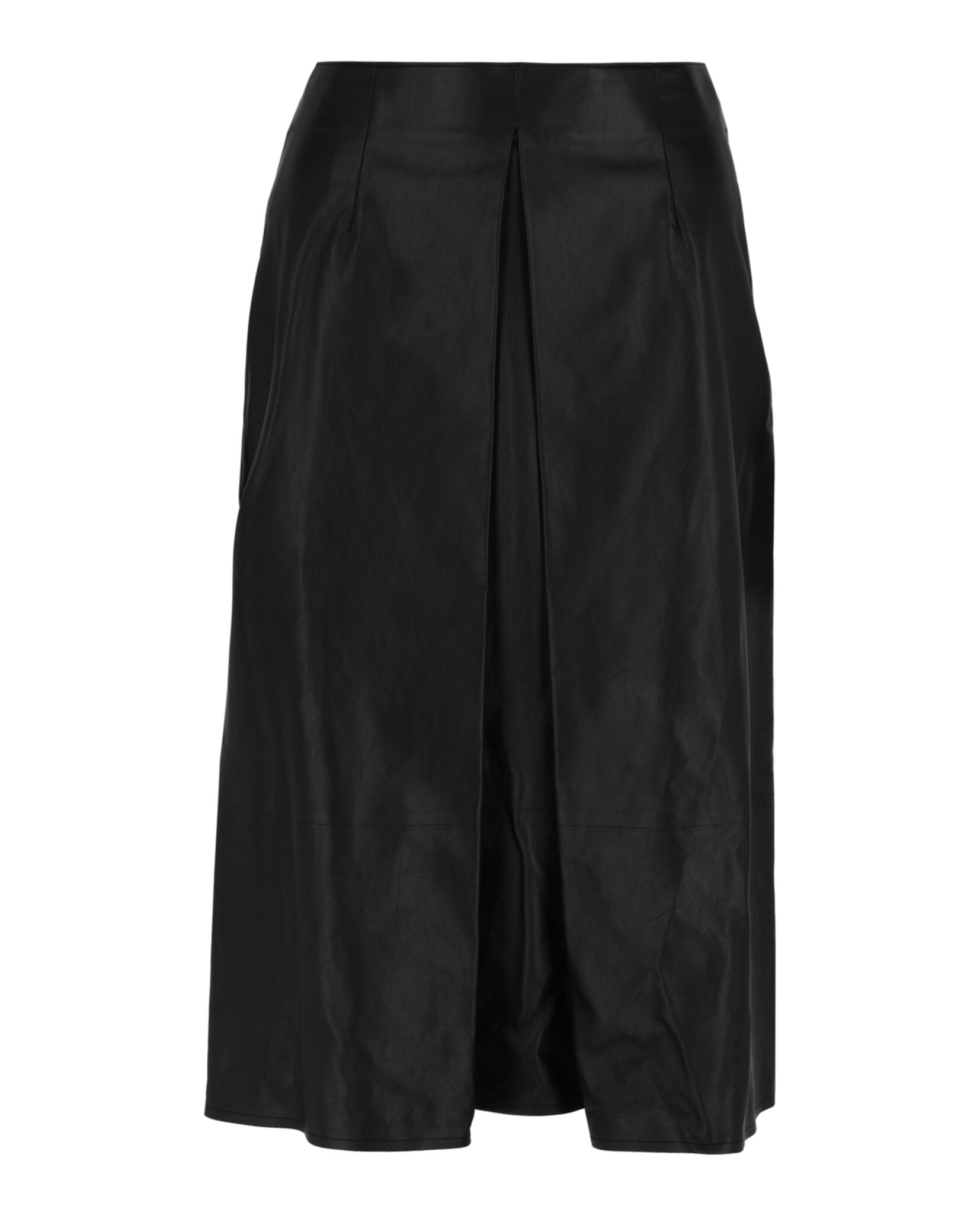 Ferragamo Womens Pleated-Front Leather Midi Skirt