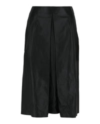 Ferragamo Womens Pleated-Front Leather Midi Skirt