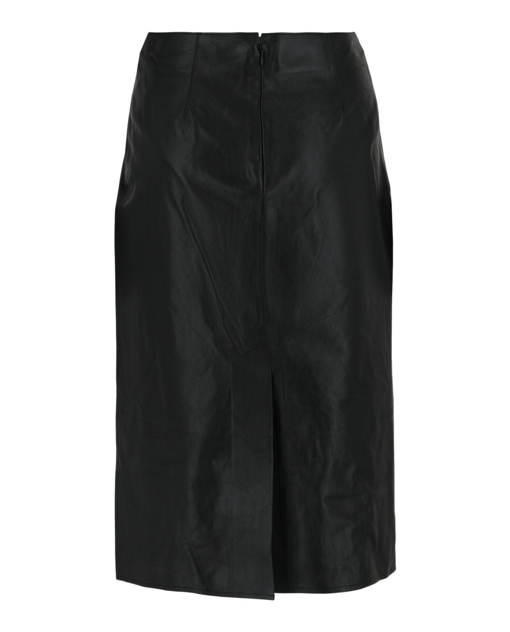 Ferragamo Womens Pleated-Front Leather Midi Skirt