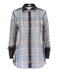 Ferragamo Womens August Organza Check Button-Front Shirt