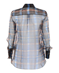 Ferragamo Womens August Organza Check Button-Front Shirt