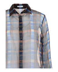 Ferragamo Womens August Organza Check Button-Front Shirt