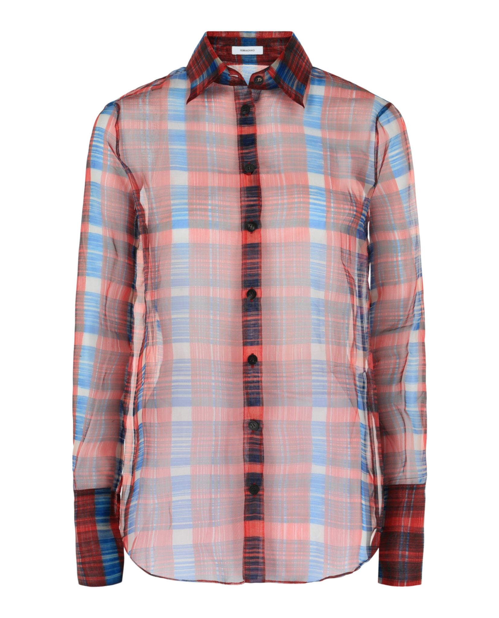 Ferragamo Womens August Organza Check Button-Front Shirt