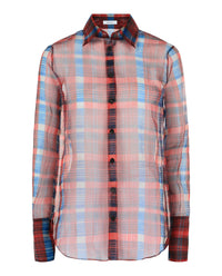 Ferragamo Womens August Organza Check Button-Front Shirt