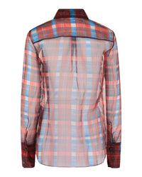 Ferragamo Womens August Organza Check Button-Front Shirt