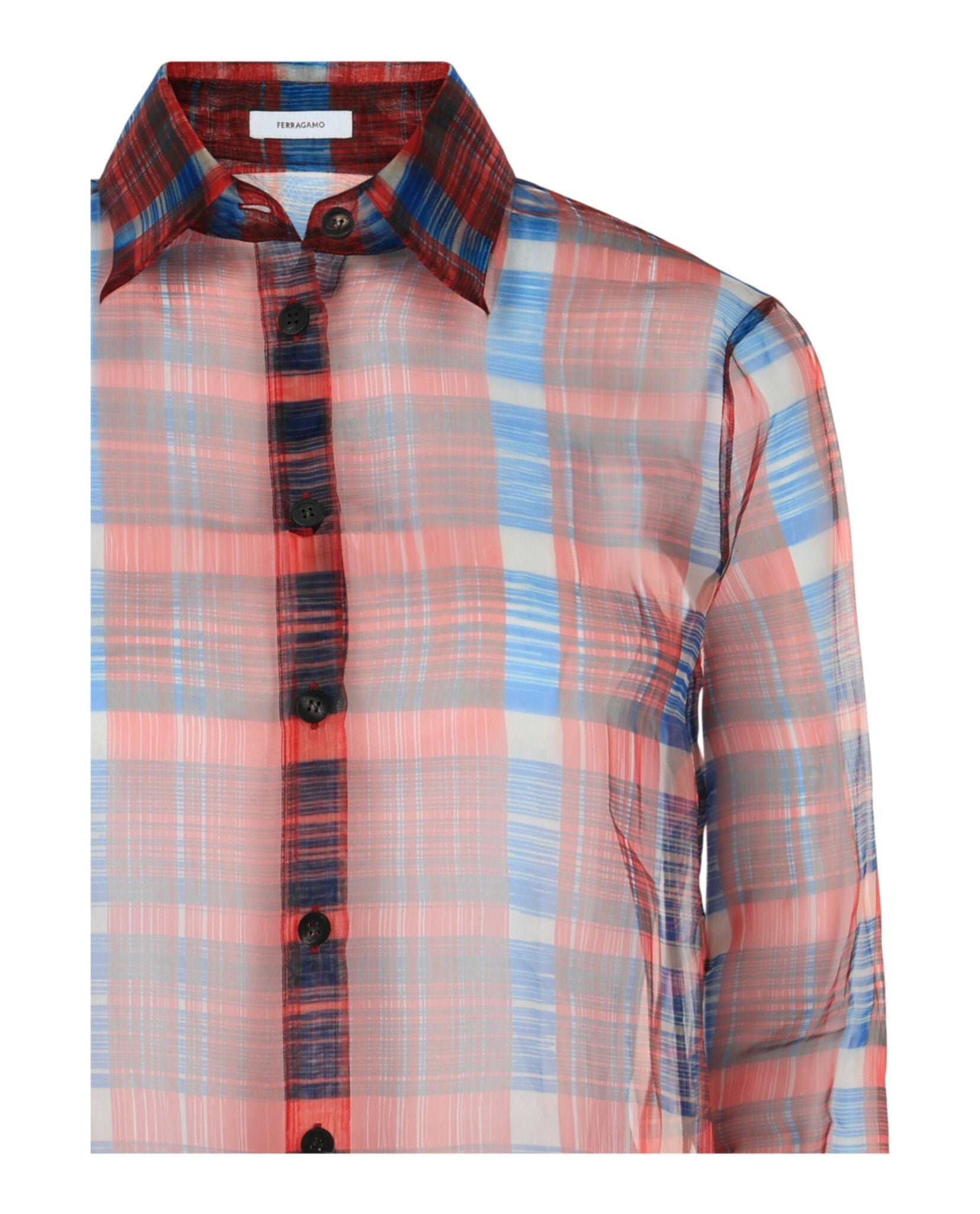 Ferragamo Womens August Organza Check Button-Front Shirt