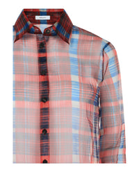 Ferragamo Womens August Organza Check Button-Front Shirt