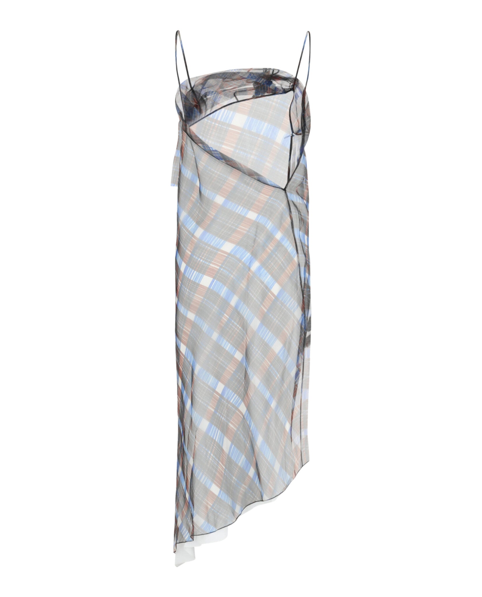 Ferragamo Womens Organza Plaid-Check Midi Dress