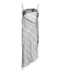 Ferragamo Womens Organza Plaid-Check Midi Dress