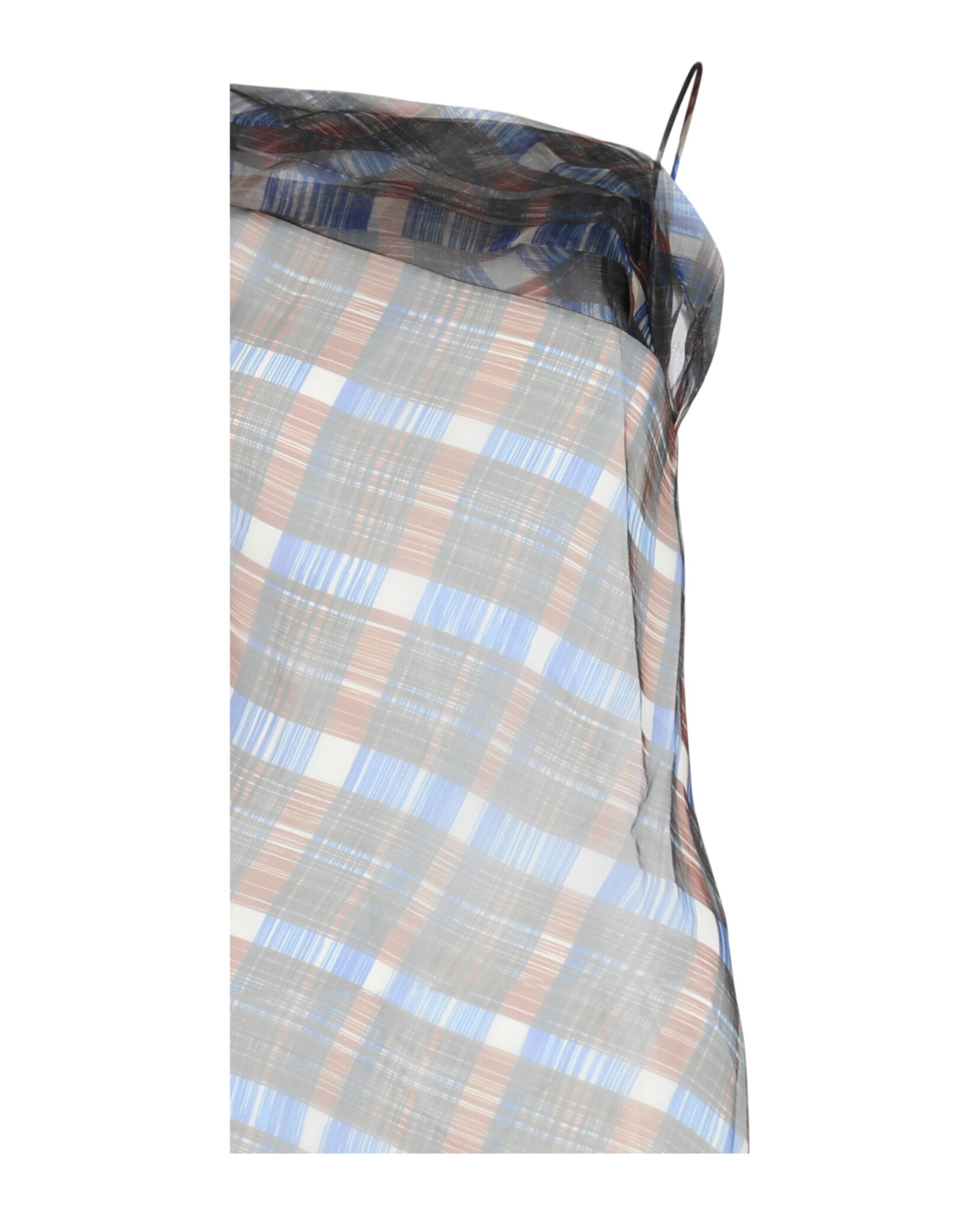 Ferragamo Womens Organza Plaid-Check Midi Dress