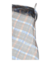 Ferragamo Womens Organza Plaid-Check Midi Dress