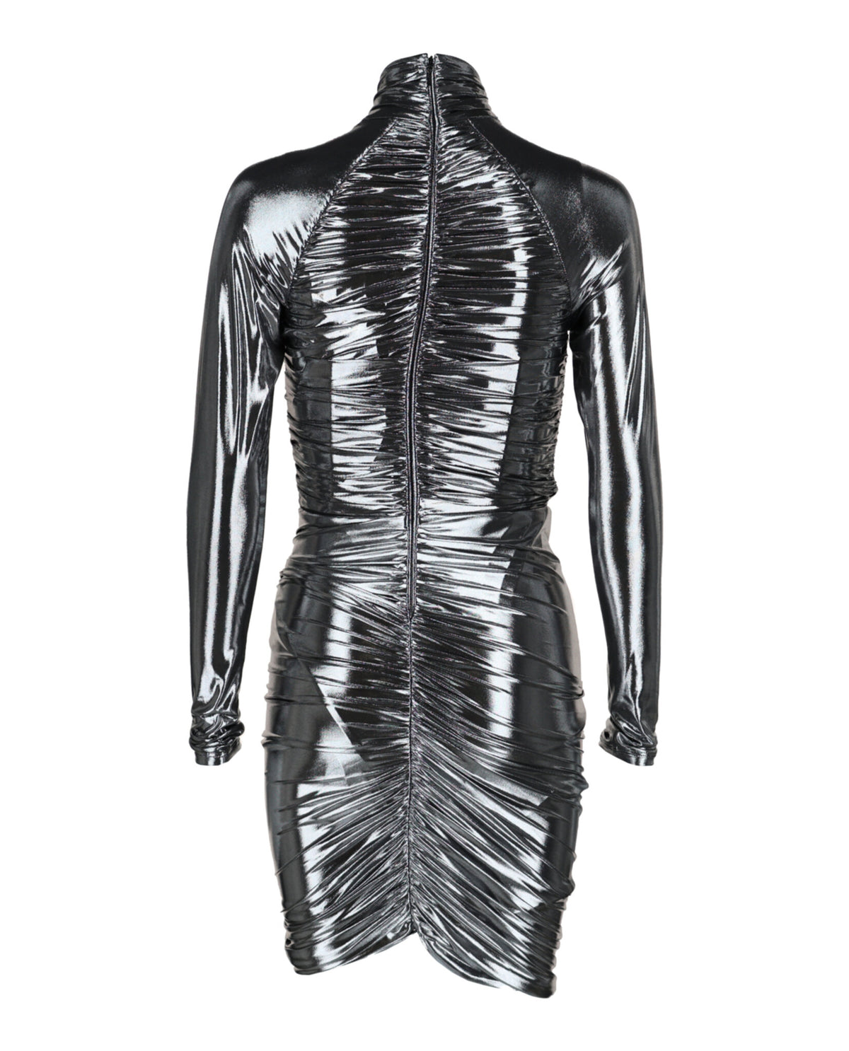 Ferragamo Womens Metallic Ruched Mini Dress
