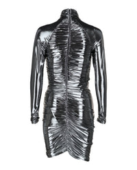 Ferragamo Womens Metallic Ruched Mini Dress