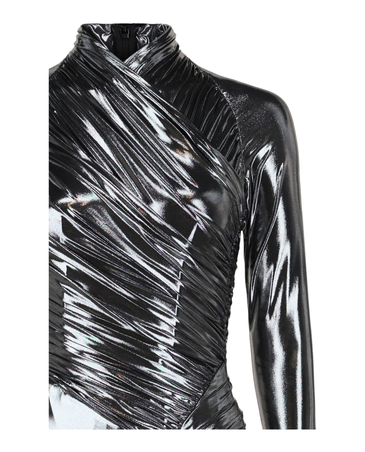 Ferragamo Womens Metallic Ruched Mini Dress
