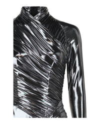 Ferragamo Womens Metallic Ruched Mini Dress