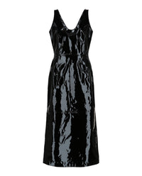 Ferragamo Womens Scoop Neck Patent Leather Midi Dress