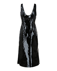 Ferragamo Womens Scoop Neck Patent Leather Midi Dress