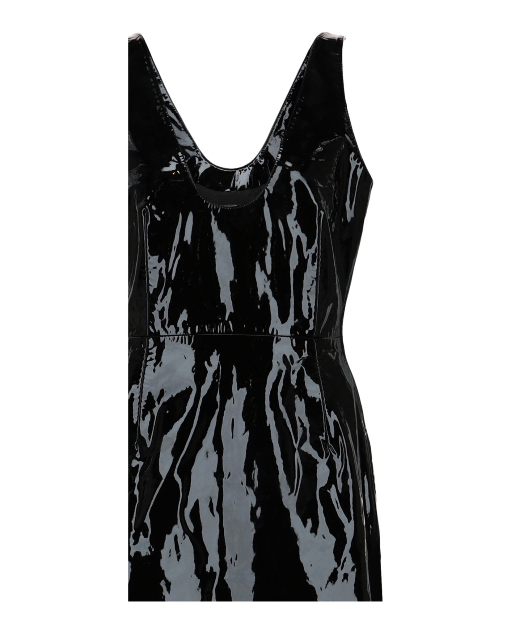 Ferragamo Womens Scoop Neck Patent Leather Midi Dress
