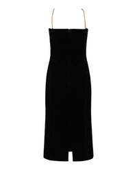 Ferragamo Womens Midi Tube Dress With Twisted Chain Straps