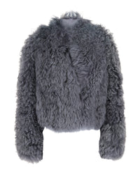 Ferragamo Womens Shearling Cropped Jacket