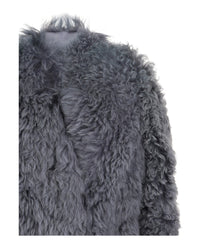 Ferragamo Womens Shearling Cropped Jacket