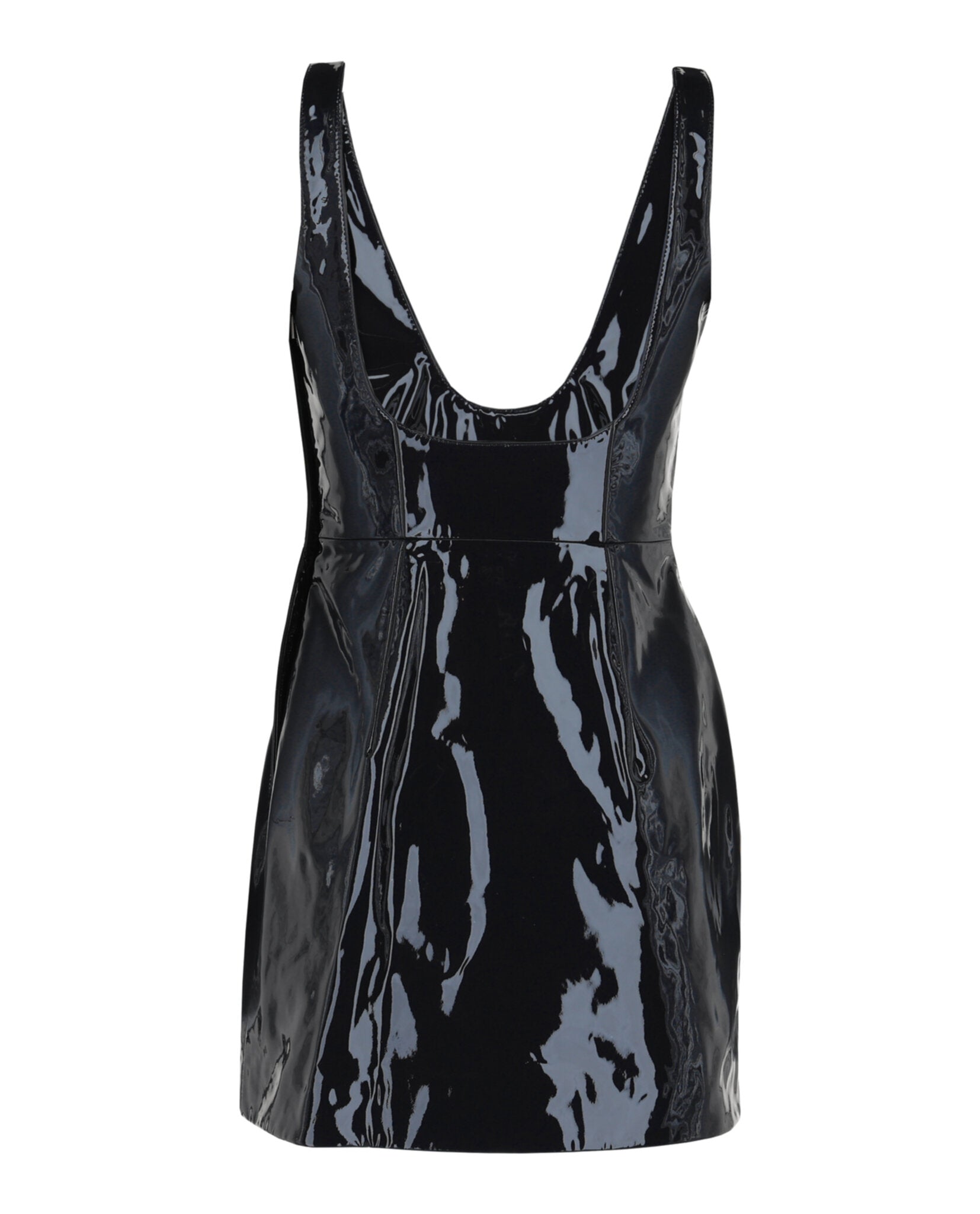 knee length dresses for ladies Ferragamo Women Short Patent Leather Dress Blue