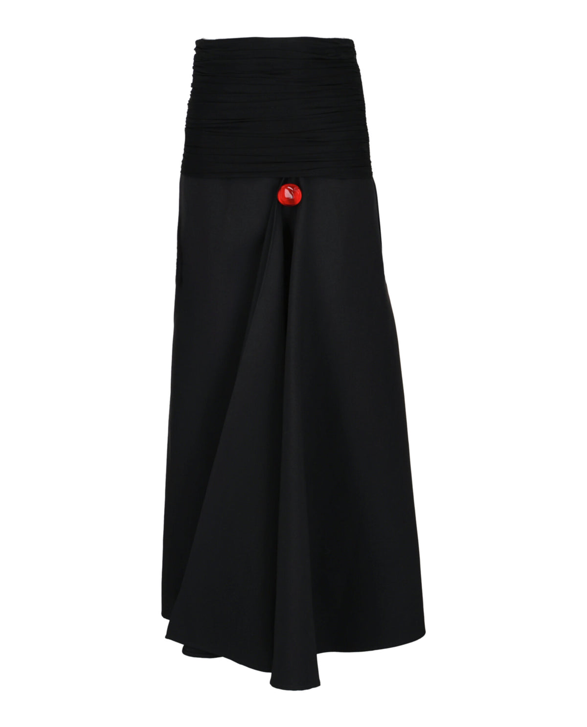 Ferragamo Womens Ruched Jersey-Waist Slit Hem Maxi Skirt