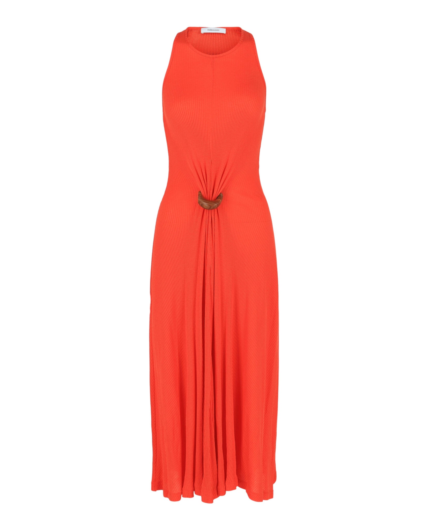 Ferragamo Womens Sleeveless Ribbed Maxi Dress