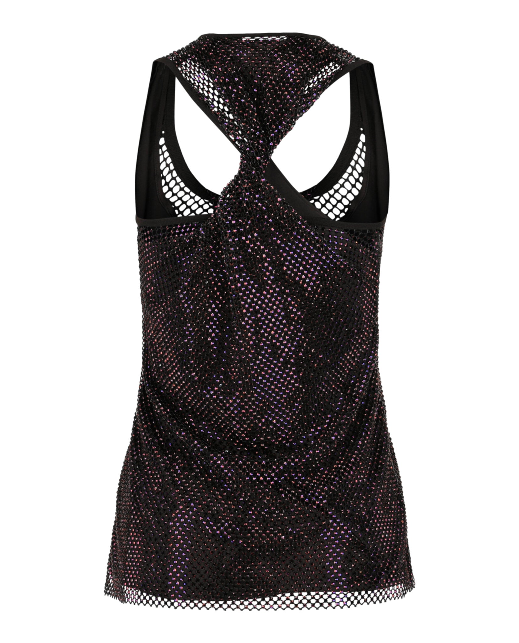 Ferragamo Womens Crystal Embellished Mesh Tank Top