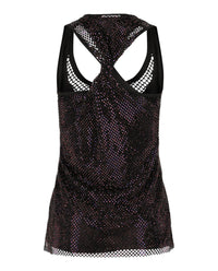 Ferragamo Womens Crystal Embellished Mesh Tank Top