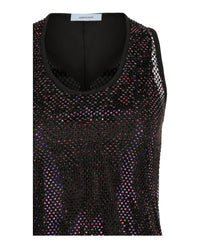 Ferragamo Womens Crystal Embellished Mesh Tank Top