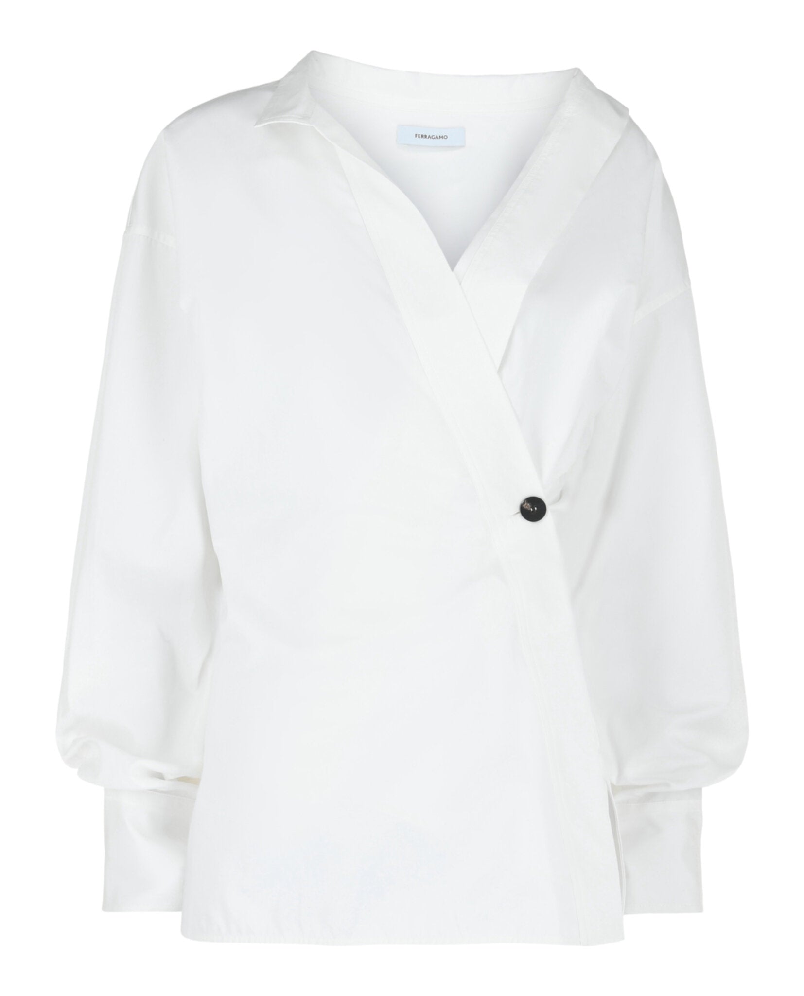Ferragamo Womens Asymmetric Cotton Dress Shirt