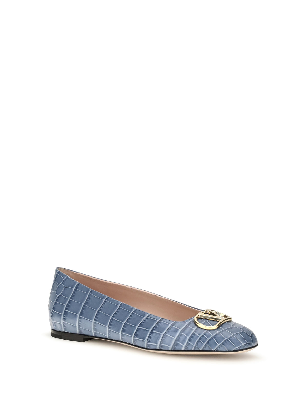 VALENTINO GARAVANI Valentino Garavani Women Vlogo Signature Croc-Effect Ballerinas