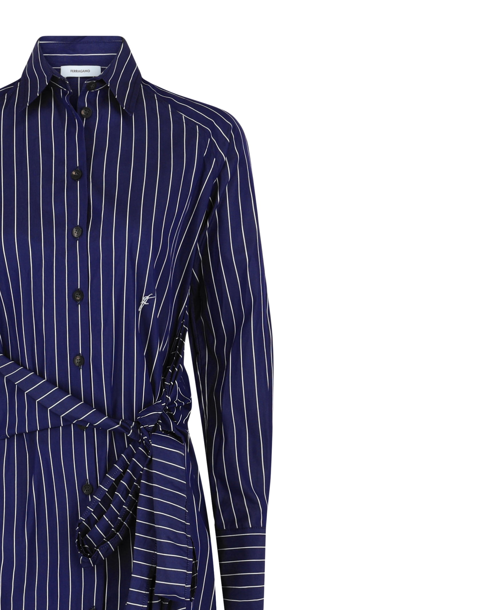 Ferragamo Womens Pinstriped Shirt Dress