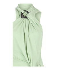 Ferragamo Womens Asymmetrical Gathered Dress