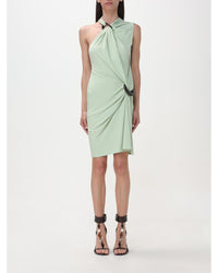 Ferragamo OneShoulder Draped Jersey Dress Women Green Dresses