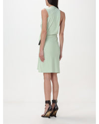 Ferragamo OneShoulder Draped Jersey Dress Women Green Dresses