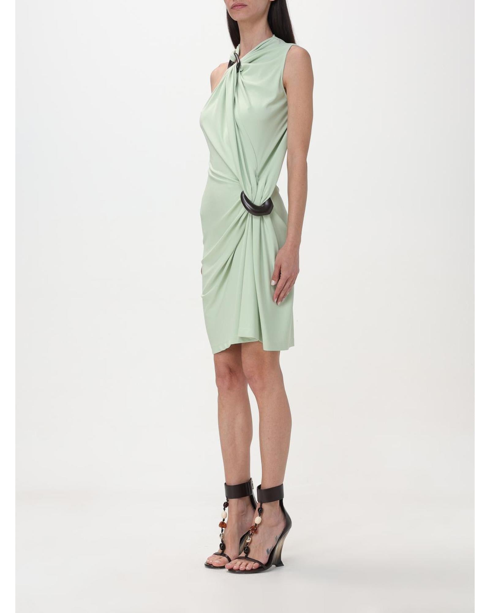Ferragamo OneShoulder Draped Jersey Dress Women Green Dresses