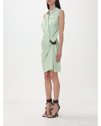 Ferragamo OneShoulder Draped Jersey Dress Women Green Dresses