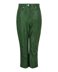 Ferragamo Womens Cropped Leather Straight-Leg Pants