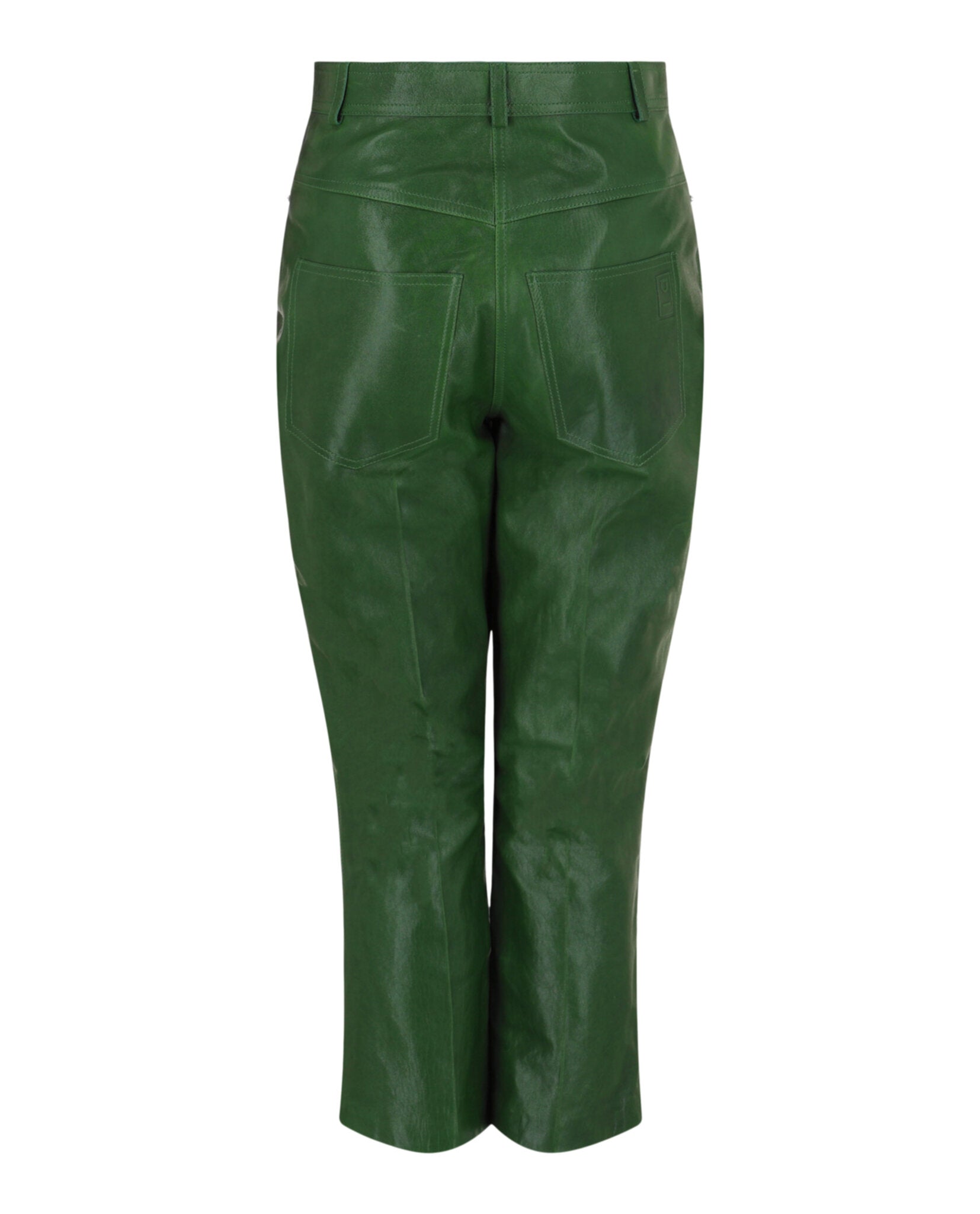 Ferragamo Womens Cropped Leather Straight-Leg Pants
