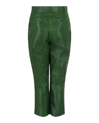 Ferragamo Womens Cropped Leather Straight-Leg Pants