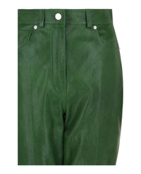 Ferragamo Womens Cropped Leather Straight-Leg Pants