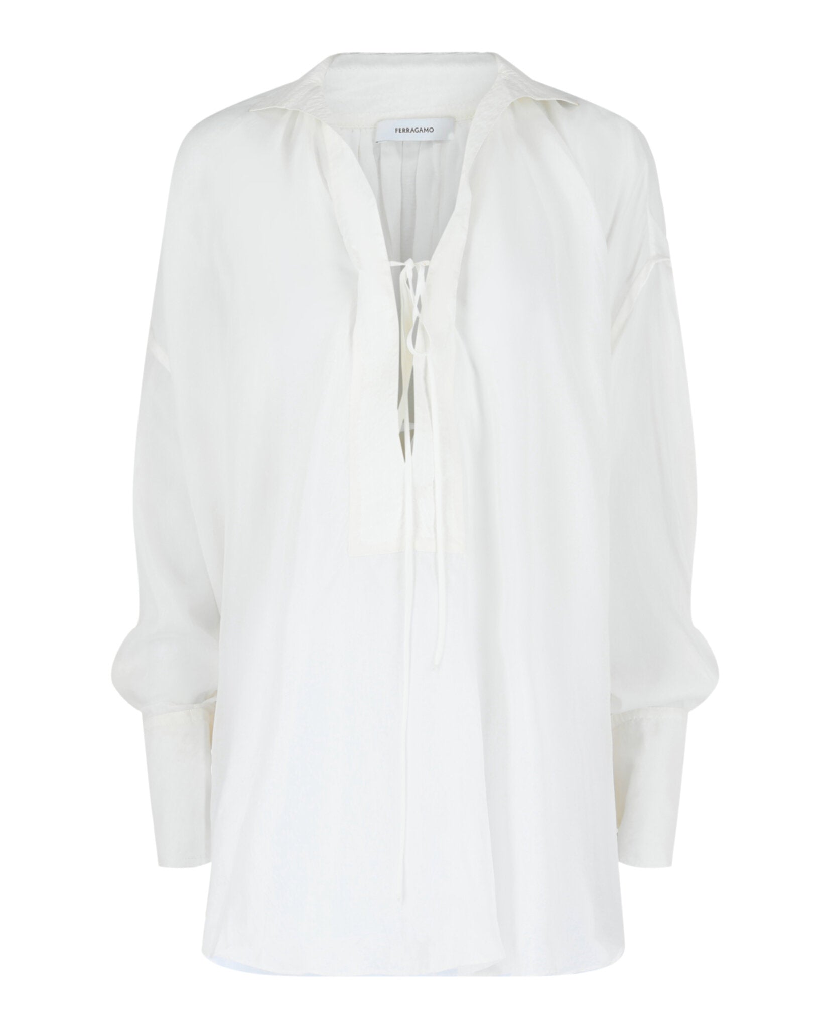 Ferragamo Womens Silk-Blend Tunic Top