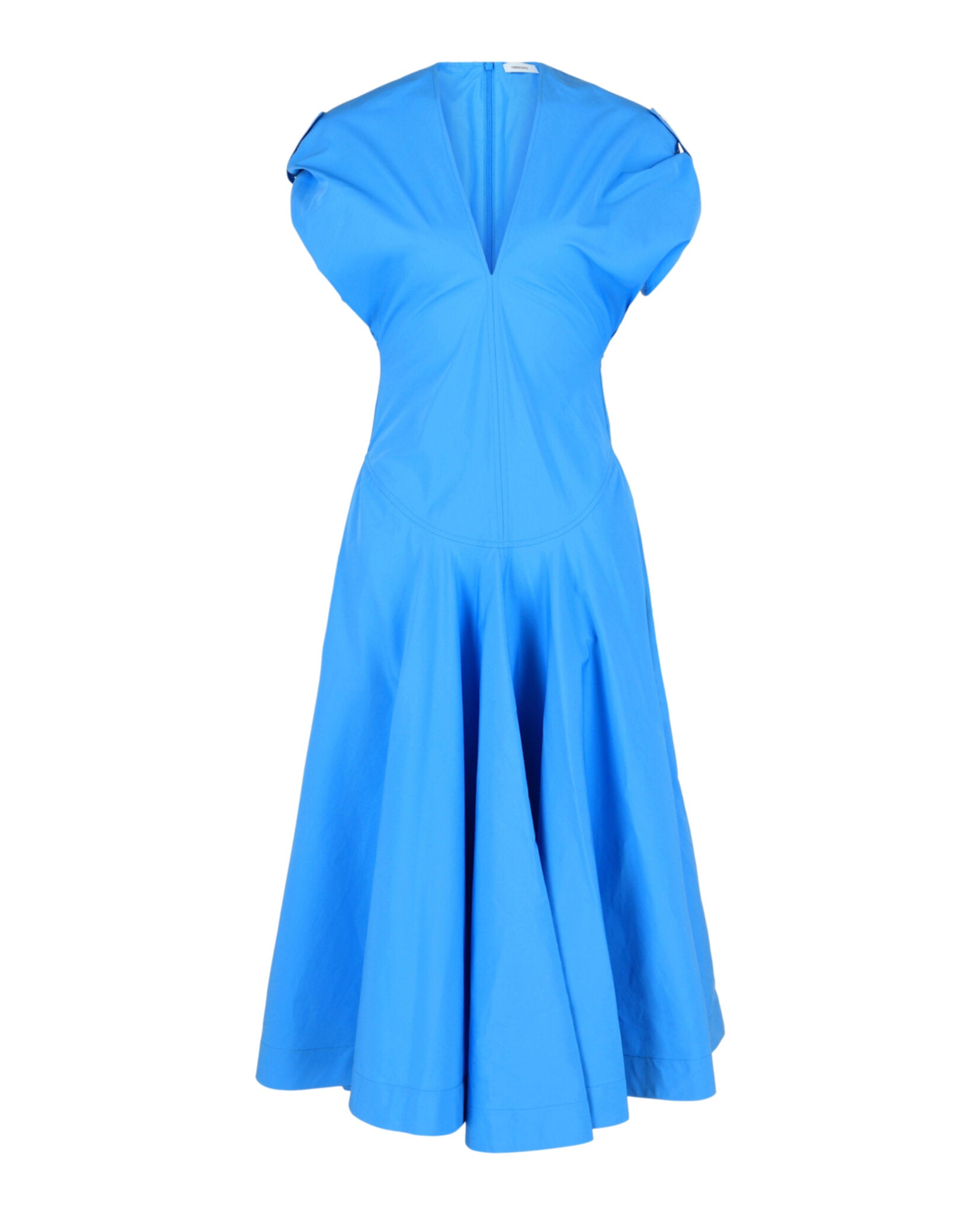 Ferragamo Cotton Poplin Midi Dress 42 / Light Blue