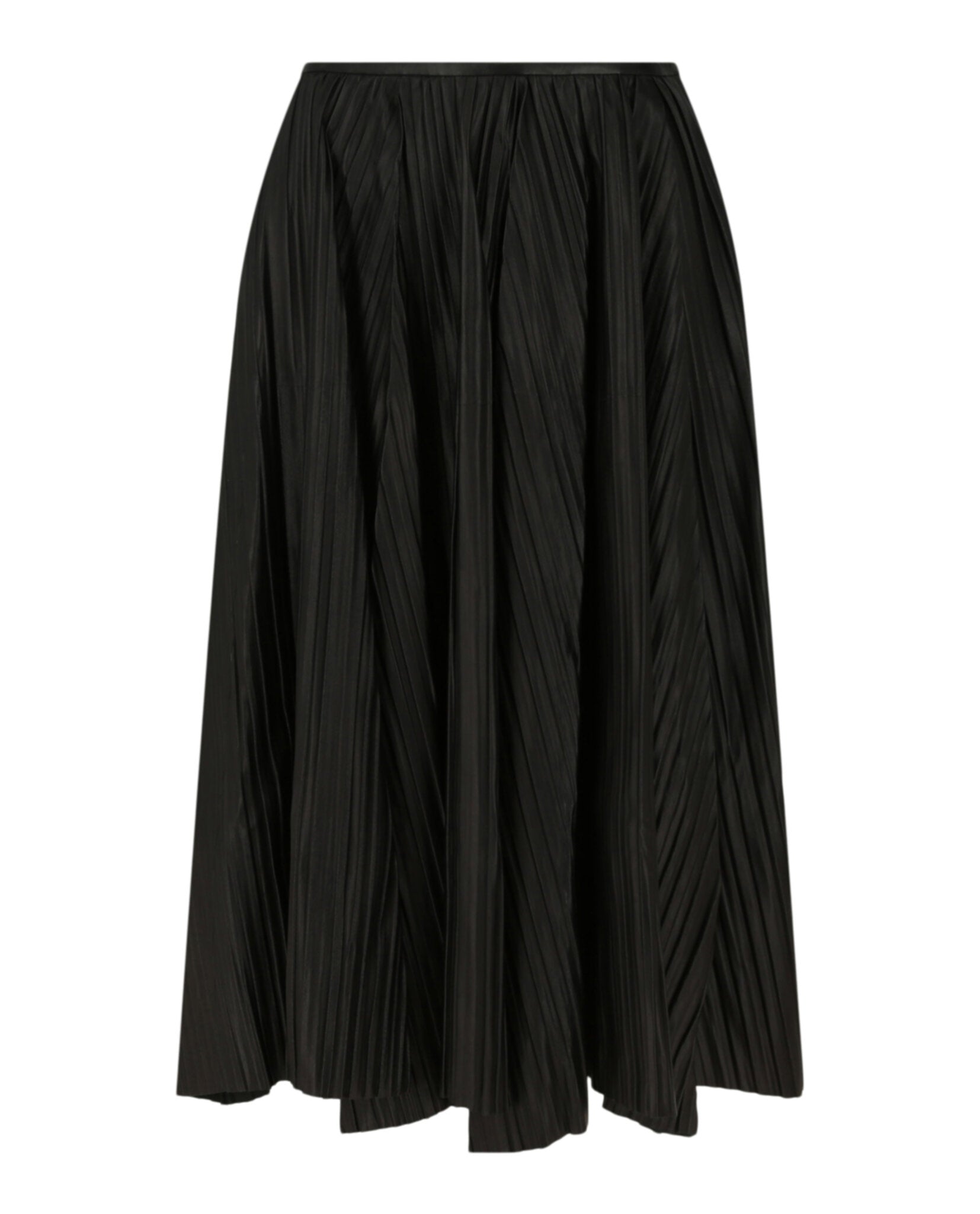 Ferragamo Womens Leather Pleated Midi Skirt