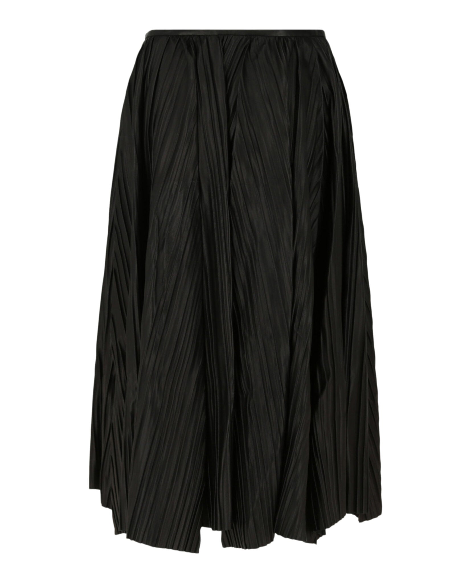 Ferragamo Womens Leather Pleated Midi Skirt